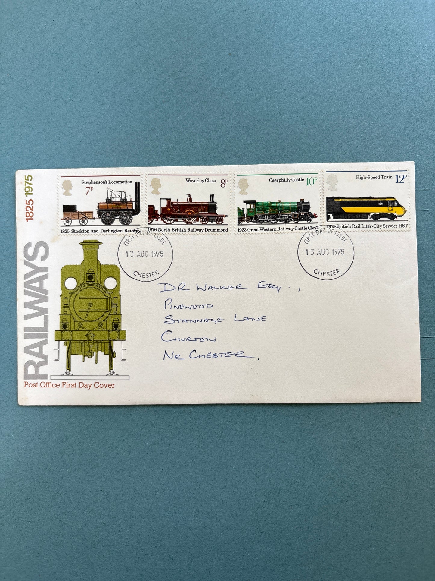 FDC - Post Office First Day Cover - 150th Anniversary of Public Railways 13 Aug 1975