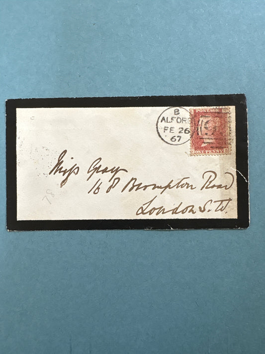 Penny Red - 1967 Penny Red on Addressed Piece From Alford to London