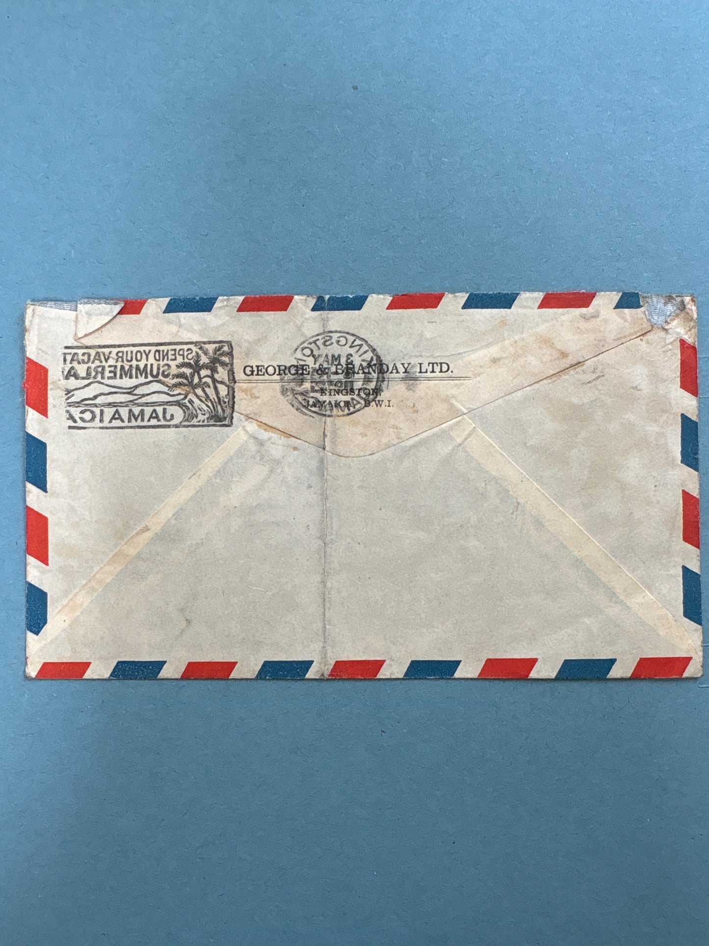 History - Air Mail Envelope from Kingston, Jamaica to Lancashire 1962