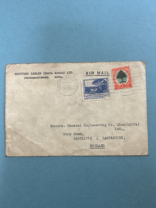 History - Air Mail Envelope South Africa to Manchester 1951