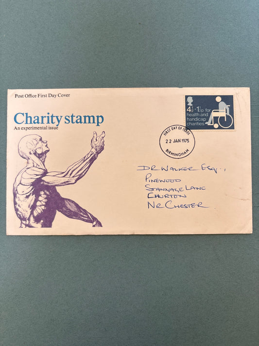 FDC - Post Office First Day Cover - Health and Handicap Funds - Charity Stamp Experimental Issue 22 Jan 1975