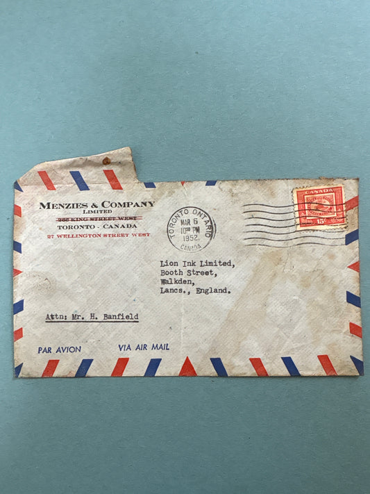 History - Air Mail Envelope Toronto, Canada to Manchester 1952