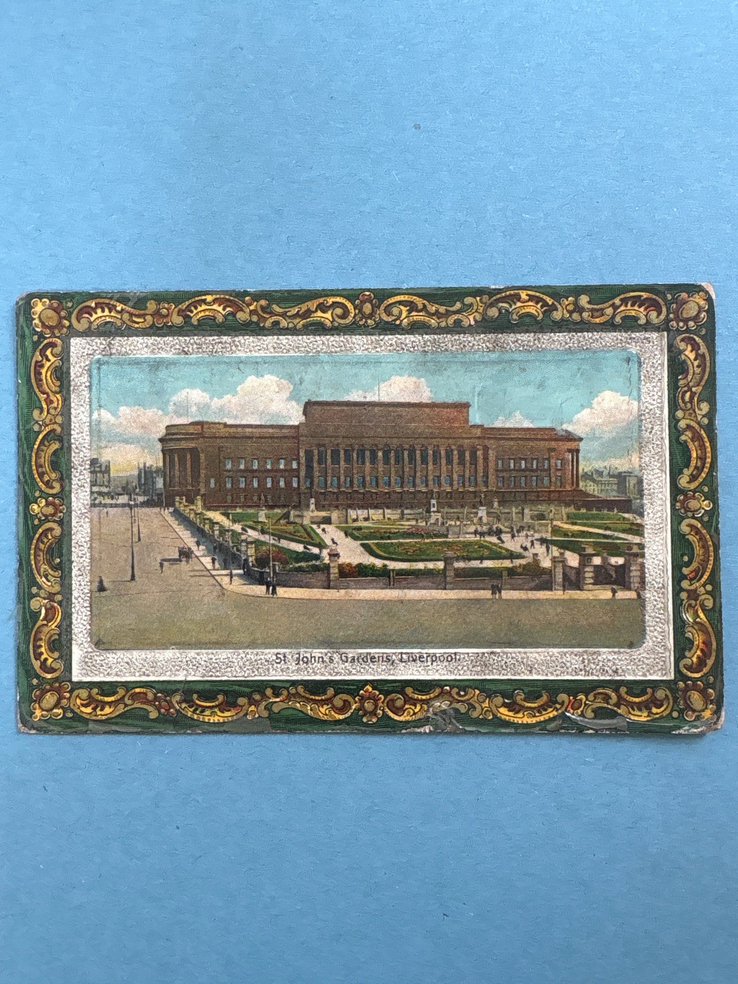 History - 1911 Postcard from St John's Gardens, Liverpool to Oldham + KE VII Half Penny