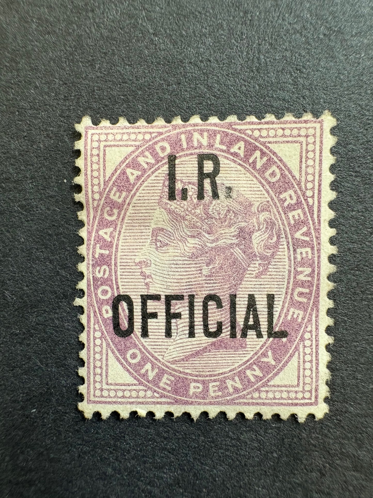 Overprint - Queen Victoria One Penny Mauve Die II with I.R. Official Overprint