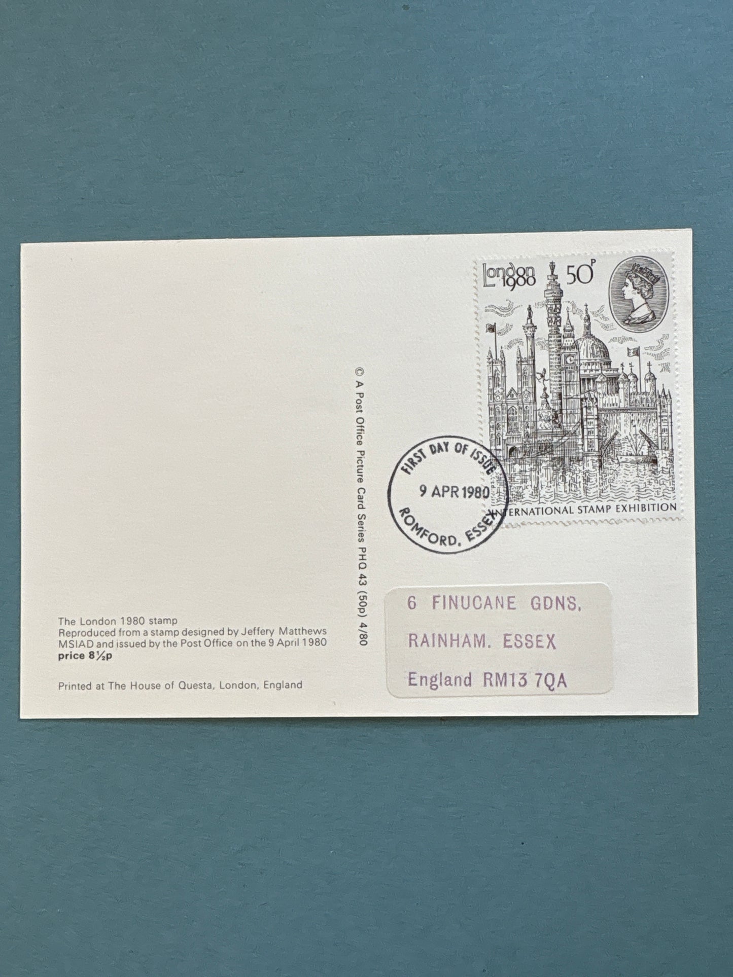 PHQ FDC - London 1980 International Stamp Exhibition PHQ Card with Matching Stamp on rear