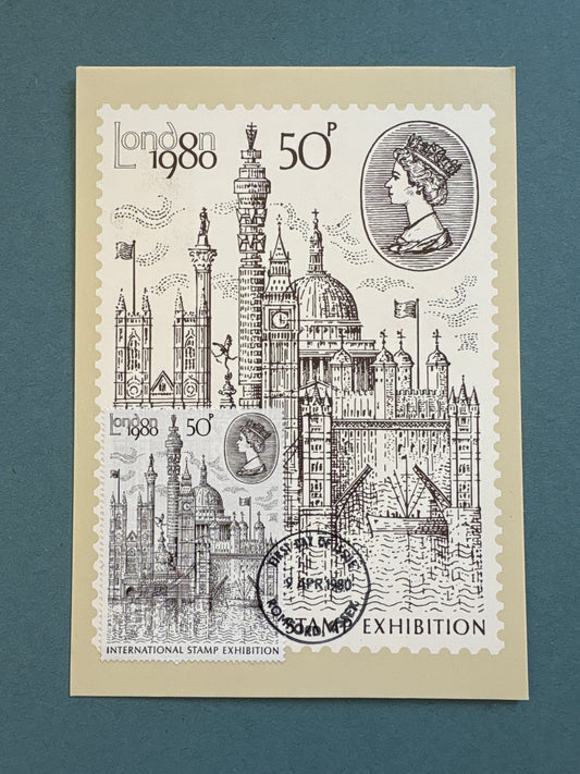 PHQ FDC - London 1980 International Stamp Exhibition PHQ Card with Matching Stamp on front