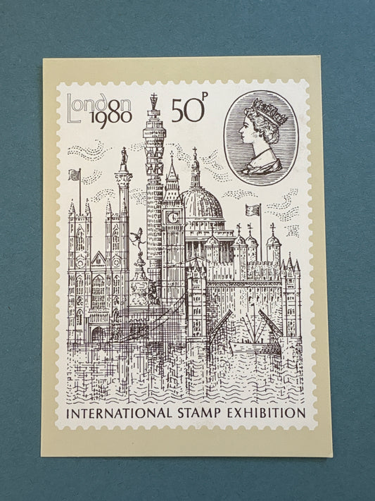 PHQ FDC - London 1980 International Stamp Exhibition PHQ Card with Matching Stamp on rear