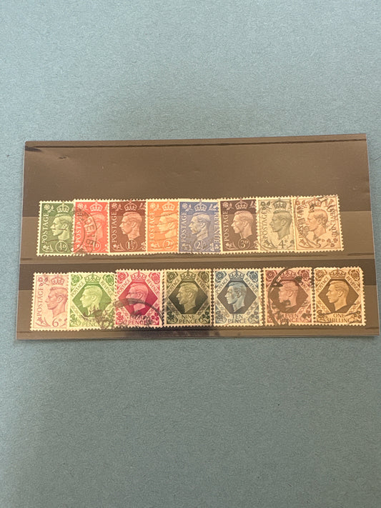 Used - All 15 Stamps in the King George VI and National Emblems Set
