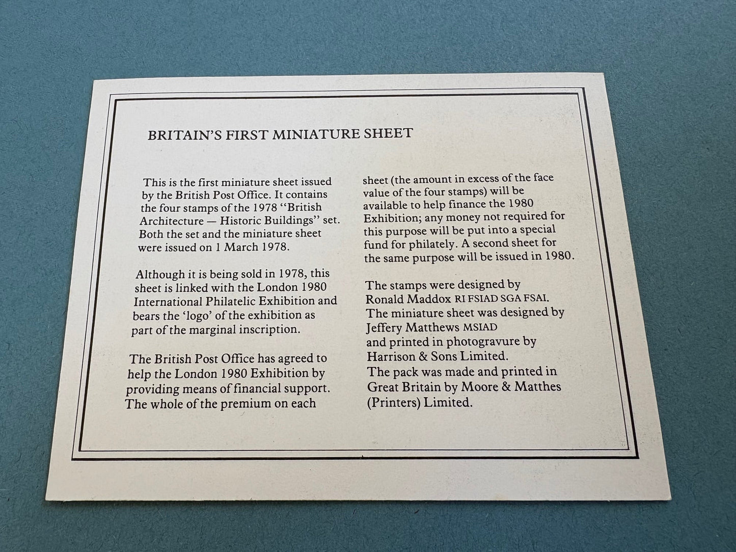 Miniature Sheet - London 1980 International Stamp Exhibition